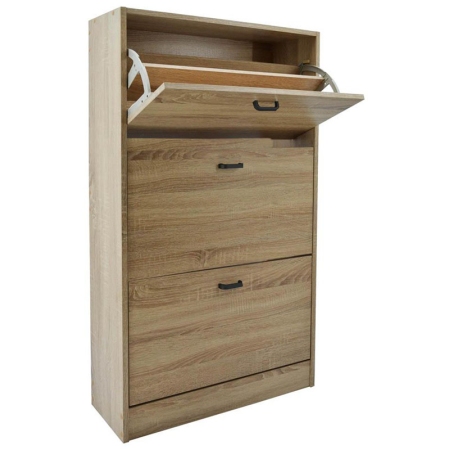 Παπουτσοθήκη ξύλινη με 3 ράφια και πλάτη οξιά 63x24x115εκ Ankor 745531