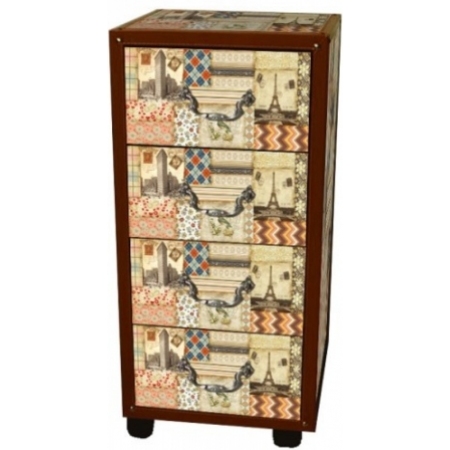 Συρταριέρα ξύλινη γραμματόσημα με τεσσερα συρτάρια Ankor 753024