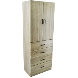Ντουλάπα ξύλινη με 4 συρτάρια και ντουλάπι οξιά 60x38x160εκ Ankor 777945