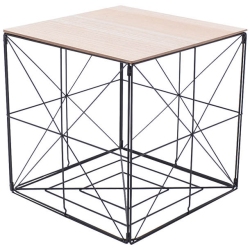 Τραπέζάκι βοηθητικό σπαστό μεταλλικό μαύρο/natural 40x40εκ Ankor 811236