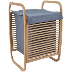 Καλάθι απλύτων μπαμπού natural-γκρι 40x30x61εκ Ankor 814305