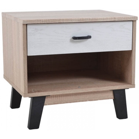 Κομοδίνο ξύλινο natural-λευκό 48x38x44εκ Ankor 825813