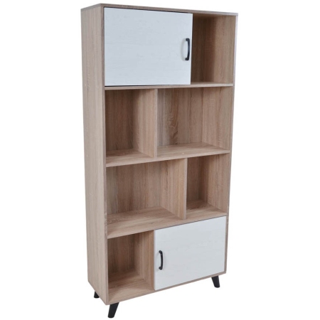 Βιβλιοθήκη-ραφιέρα ξύλινη natural-λευκό 80x30x165εκ Ankor 825868
