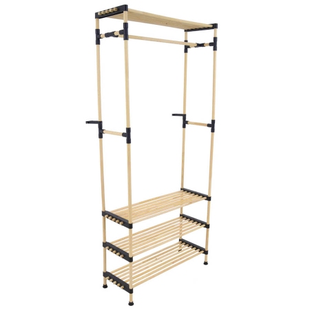 Κρεμάστρα-ραφιέρα ξύλινη natural 76x28x165εκ Ankor 820597