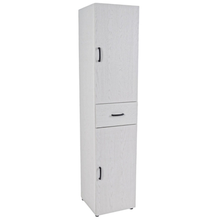 Ντουλάπι ξύλινο με ράφια και συρτάρι λευκό 40x42x183εκ Ankor 837427