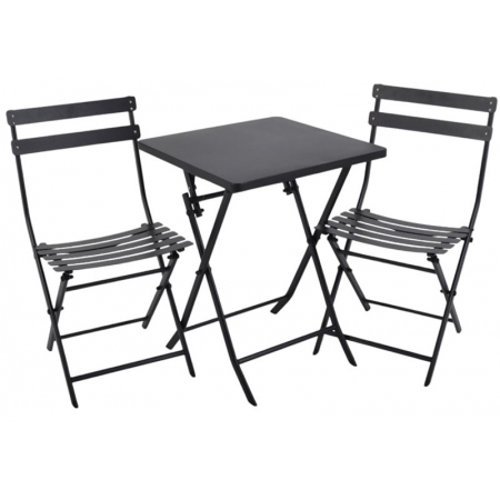Τραπεζαρία κήπου σετ 3 τεμαχίων μεταλλικό μαύρο Ankor 839728