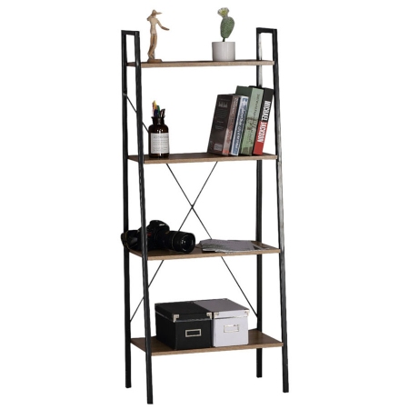 Βιβλιοθήκη-ραφιέρα μεταλλική-ξύλινη μαύρο-natural 60x32x148εκ Ankor 844203