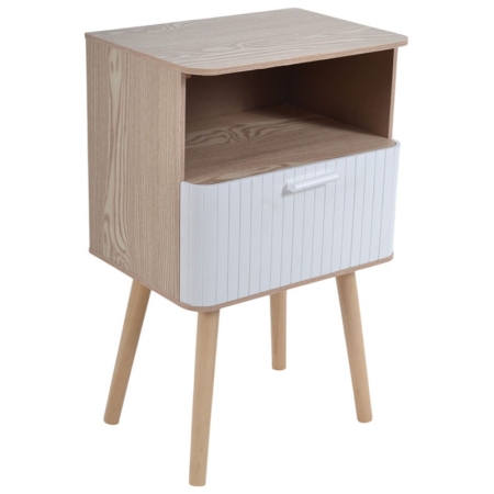 Κομοδίνο ξύλινο natural-λευκό 40x29x65εκ Ankor 846160