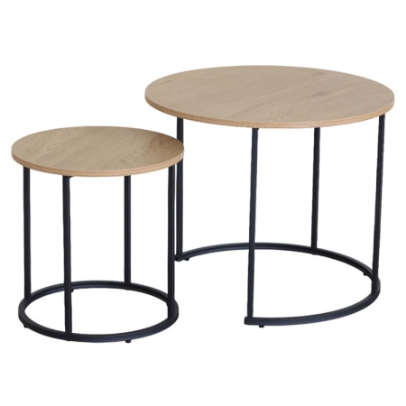 Τραπεζάκια βοηθητικά σετ 2 τεμαχίων μεταλλικό-ξύλινο μαύρο-natural Ankor 852864