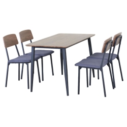 Τραπεζαρία σετ 5 τεμαχίων μεταλλικό-ξύλινο μαύρο-natural Ankor 852796