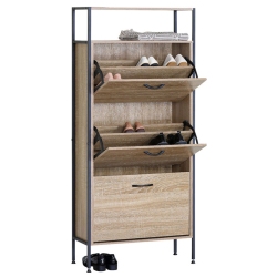 Παπουτσοθήκη ξύλινη-μεταλλική οξιά-μαύρο 60x24x141εκ Ankor 848157