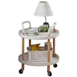 Τραπεζάκι βοηθητικό-τρόλλεϋ μεταλλικό-πλαστικό λευκό-natural 48x48x51.5εκ Sidirela E-3953