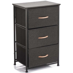 Κομοδίνο ξύλινο-μεταλλικό μαύρο 45x30x73εκ Sidirela E-3919