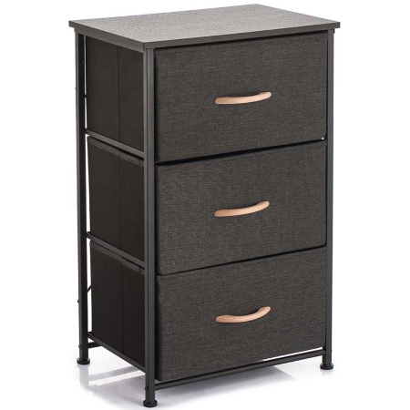 Κομοδίνο ξύλινο-μεταλλικό μαύρο 45x30x73εκ Sidirela E-3919