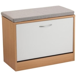 Παπουτσοθήκη με κάθισμα ξύλινη natural-λευκό 60x30x48εκ Sidirela E-2468