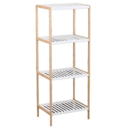 Ραφιέρα ξύλινη μπαμπού λευκό-natural 45x35x120εκ Sidirela E-2439