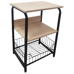 Τραπεζάκι βοηθητικό μεταλλικό-ξύλινο μαύρο-natural 40x30x56εκ Sidirela E-4355