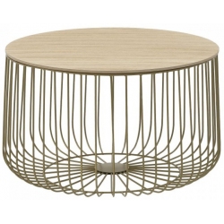 Τραπέζι σαλονιού μεταλλικό-ξύλινο χρυσό-natural 63x63x37εκ Click 6-50-861-0012