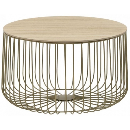 Τραπέζι σαλονιού μεταλλικό-ξύλινο χρυσό-natural 63x63x37εκ Click 6-50-861-0012