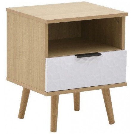 Κομοδίνο ξύλινο natural-λευκό 40x35x50εκ Inart 3-50-020-0013