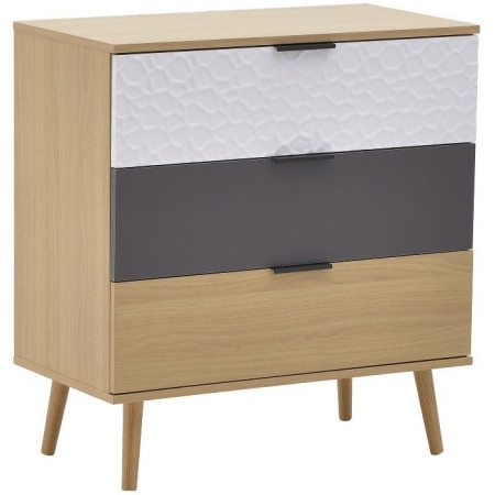 Συρταριέρα ξύλινη natural-γκρι-λευκή 75x39x80εκ Inart 3-50-020-0014