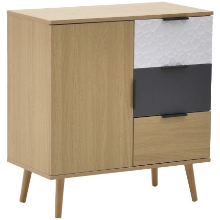 Συρταριέρα ξύλινη natural-γκρι-λευκή 75x39x80εκ Inart 3-50-020-0016