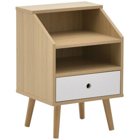 Κομοδίνο ξύλινο natural-λευκό 40x35x60εκ Inart 3-50-020-0018