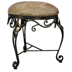 Σκαμπώ μεταλλικό-υφασμάτινο οξυντέ-καφέ 38x40εκ Sinialo 26-183-Α160213