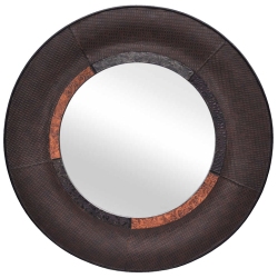 Καθρέπτης ξύλινος-δερματίνη καφέ 80x6εκ Sinialo 35-53-MYFJ452