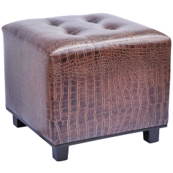 Σκαμπώ δερματίνη Κροκό καφέ 46x46x42εκ Sinialo 25-67-Β020