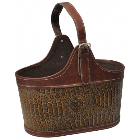 Καλάθι δερματίνη καφέ 36x22x46εκ Sinialo 39-21-ΥΤ8Ρ041L