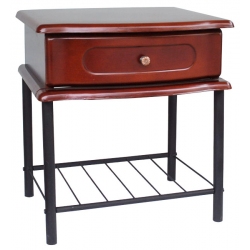 Κομοδίνο ξύλινο-μεταλλικό σκούρο κερασί-μαύρο 45x40x50εκ Sinialo 39-76-ST160