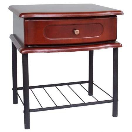 Κομοδίνο ξύλινο-μεταλλικό σκούρο κερασί-μαύρο 45x40x50εκ Sinialo 39-76-ST160