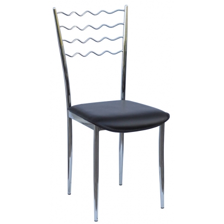 Καρέκλα μεταλλική με μαύρη δερματίνη 37x45x85εκ Sinialo 35-351-C90BL