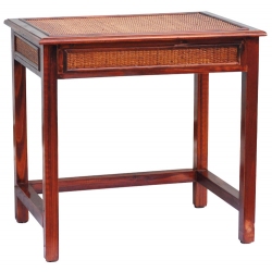 Τραπέζι ξύλινο με ψάθα καφέ 60x43x58εκ Sinialo W5186