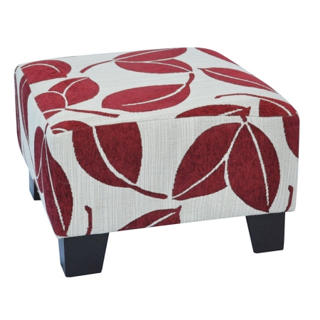 Σκαμπώ υφασμάτινο-ξύλινο Φύλλα κόκκινο-εκρού 41x41x30εκ Sinialo 1900715