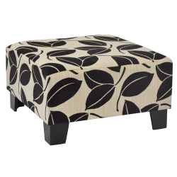 Σκαμπώ υφασμάτινο-ξύλινο Φύλλα μαύρο-εκρού 61x61x35εκ Sinialo 1900716