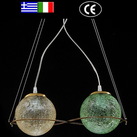 Φωτιστικό οροφής 2φωτο οξυντέ με κρακελέ μπάλες