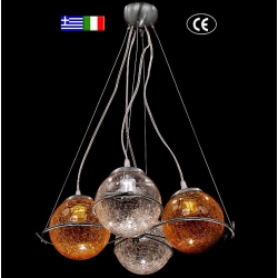 Φωτιστικό οροφής 4φωτο νίκελ με κρακελέ μπάλες