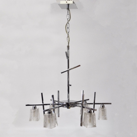 Φωτιστικό οροφής 6φωτο μεταλλικό ασημί 59x59x84εκ Sinialo Φ-2123CB-6