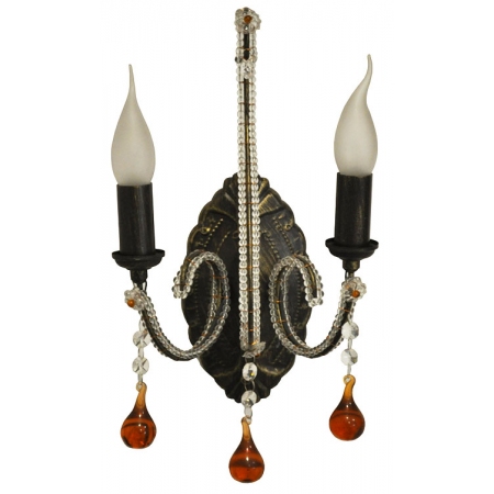 Απλίκα τοίχου 2φωτη μεταλλική οξυντέ-μελί 21x16x38εκ Pol 113/09