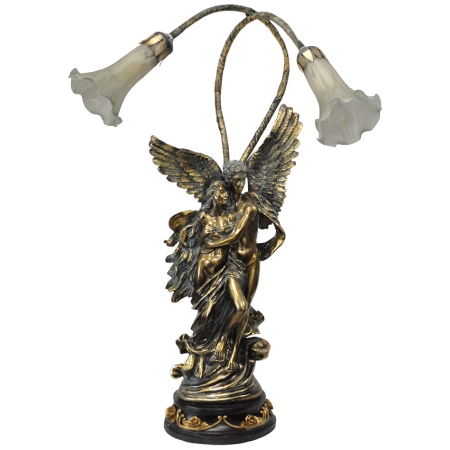 Λάμπα επιτραπέζια μεταλλική-πολυρεσίνης Άγγελοι αντικέ χρυσό 49x32x68εκ Pol DLE1567BG