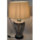 Λάμπα επιτραπέζια πορσελάνης-ξύλινη εκρού-λιλά 40x70εκ Pol 2112025