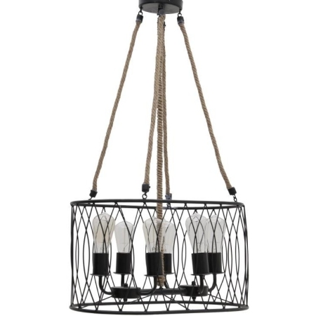 Φωτιστικό οροφής μεταλλικό με σχοινί 6φωτο 55εκ Inart 3-10-716-0030