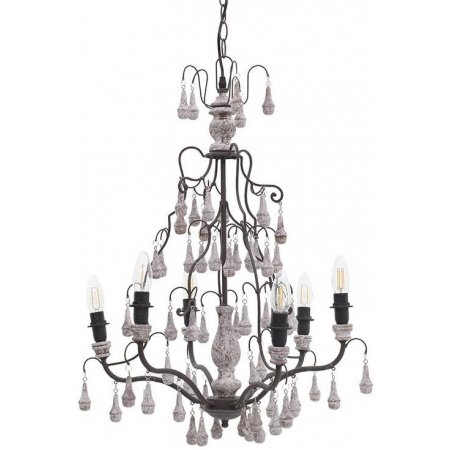 Φωτιστικό οροφής 6φωτο μεταλλικό αντικέ εκρού/καφέ 74εκ Inart 3-10-876-0092