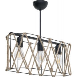 Φωτιστικό οροφής 3φωτο μεταλλικό μαύρο με σχοινί 51εκ Click 6-10-584-0033