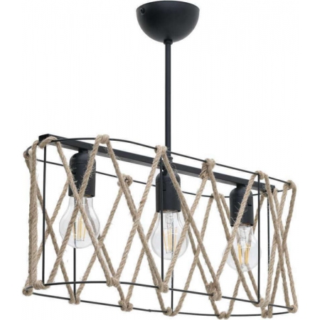 Φωτιστικό οροφής 3φωτο μεταλλικό μαύρο με σχοινί 51εκ Click 6-10-584-0033