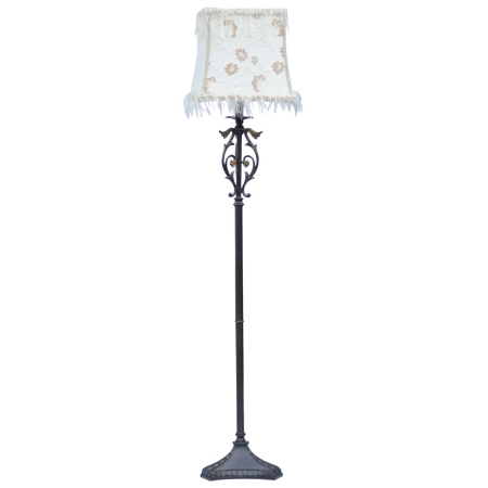 Λάμπα δαπέδου μεταλλική αντικέ καφέ-εκρού 30x150εκ Sinialo 24-75-KR1325F