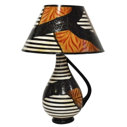 Λάμπα επιτραπέζια κεραμική Κανάτα καφέ-μαύρο 47x63.5εκ Sinialo 35-68-15749