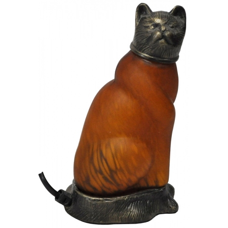 Πορτατίφ μεταλλικό-γυάλινο Γάτα οξυντέ-πορτοκαλί 11x10x20.5εκ Sinialo OT-846